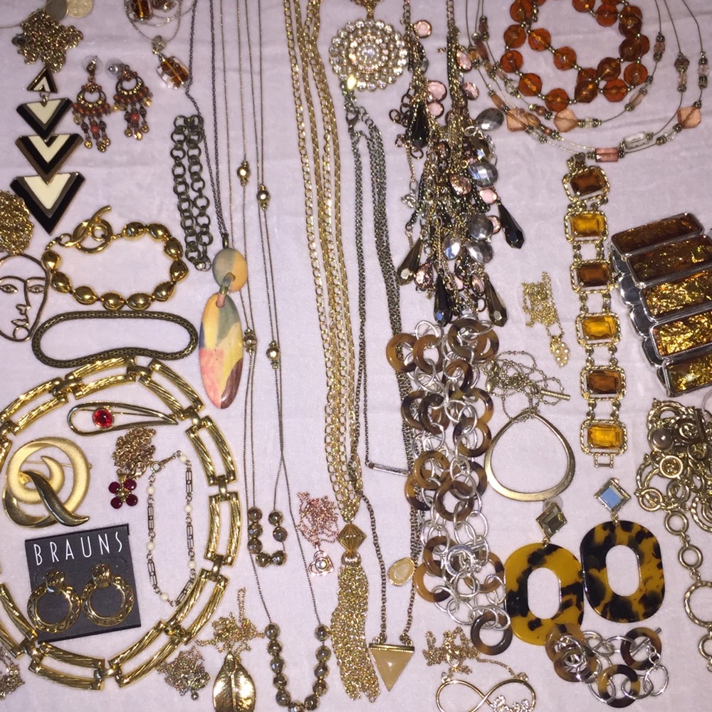 Jewelry Lot Warm Tones Necklaces LBS